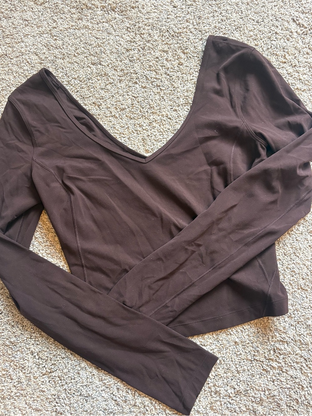 lululemon athletica Women's Long Sleeve V-Neck Top in Dark Brown